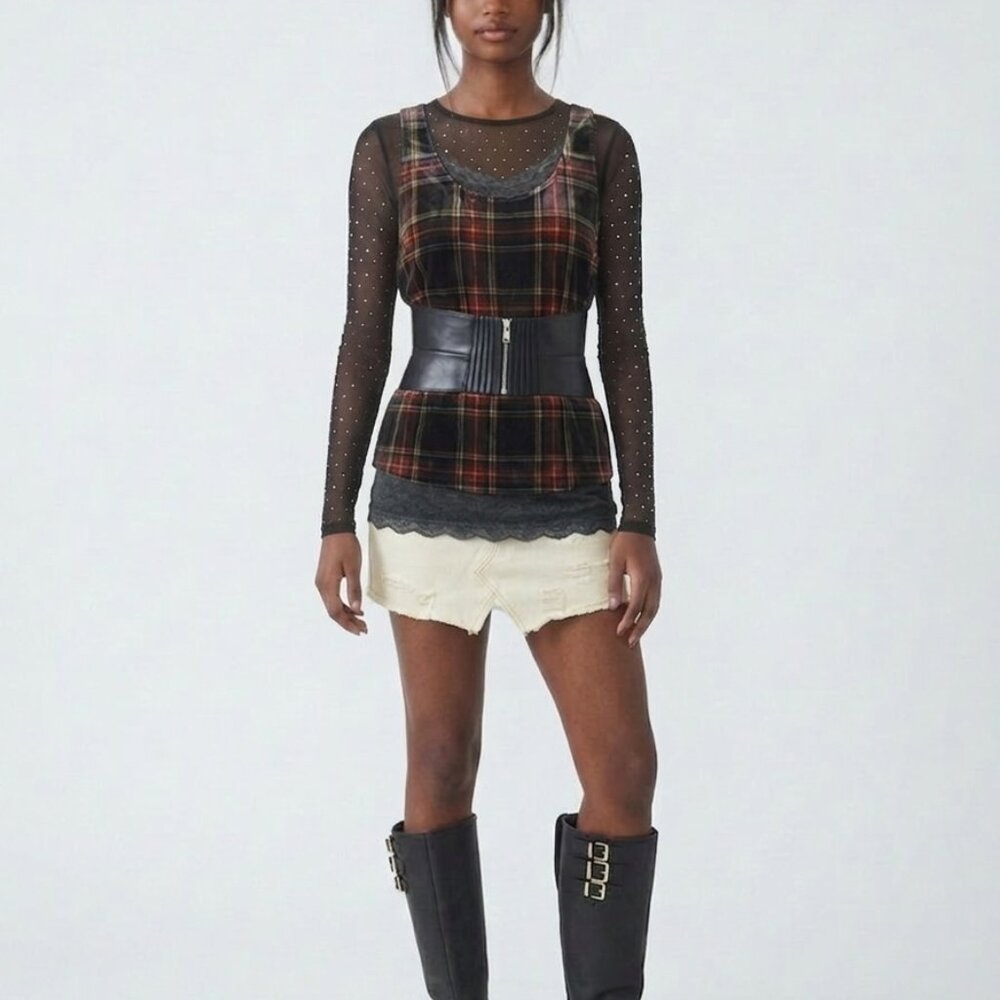 NWT J. Crew Velvet Stewart Plaid Tank